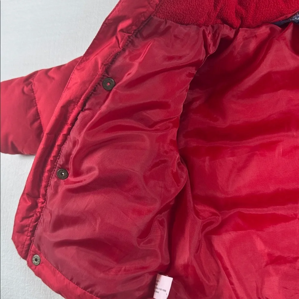 Polo Ralph Lauren Red Down Puffer Jacket‎ Detachable Hood Baby 12M RN113338